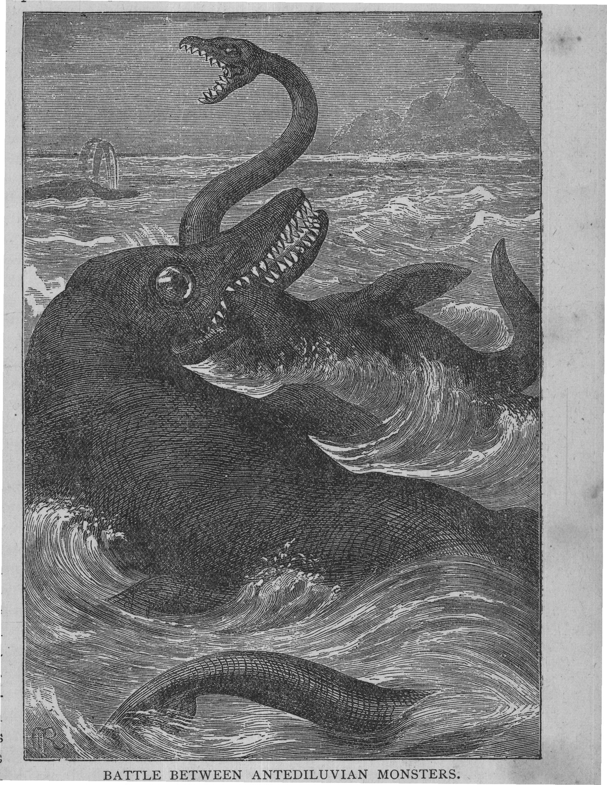 BATTLE BETWEEN ANTEDILUVIAN MONSTERS.