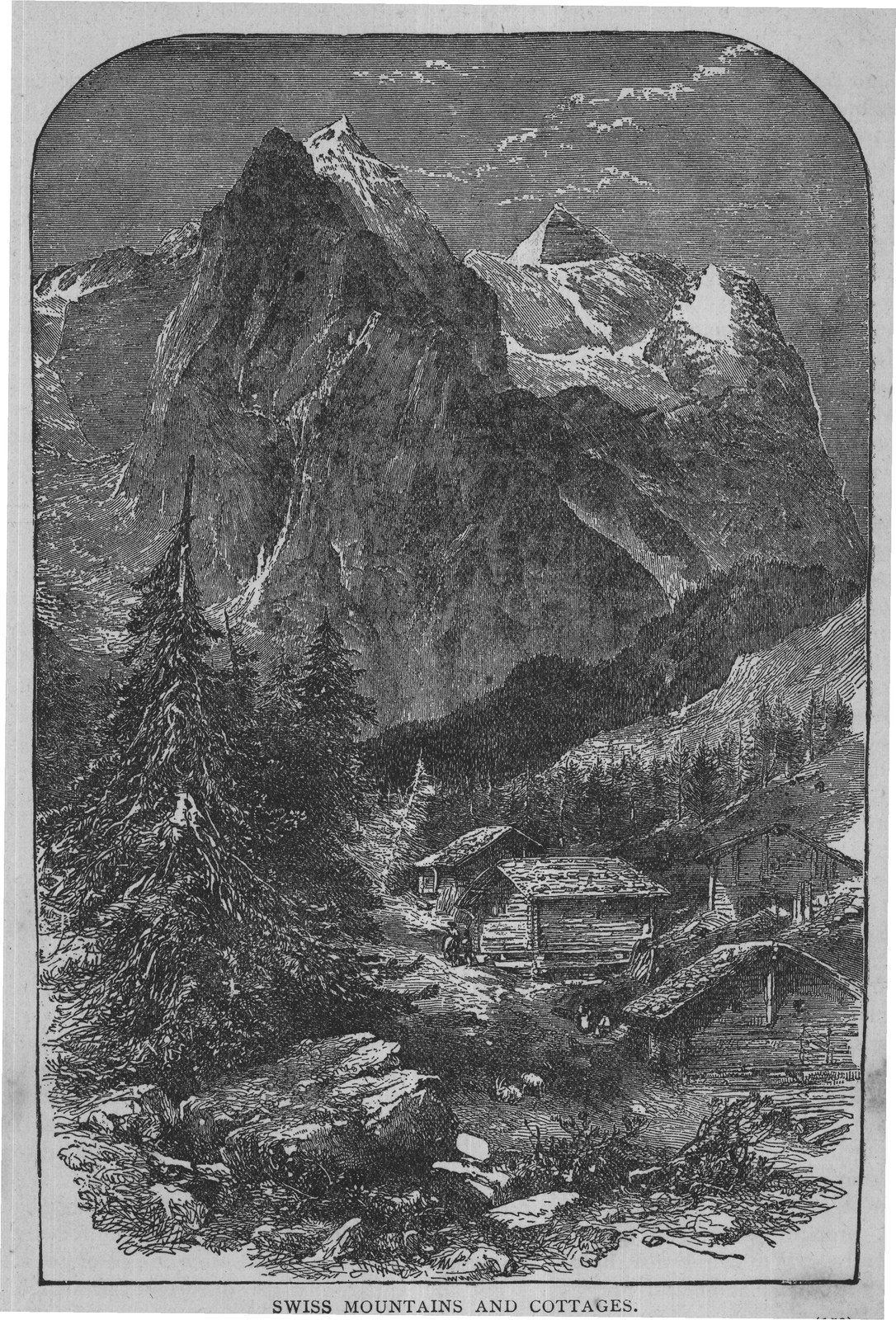SWISS MOUNTAINS AND COTTAGES.