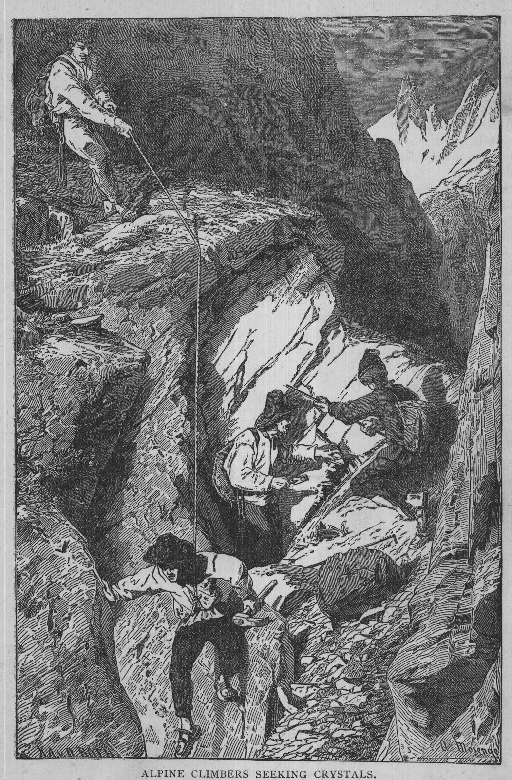 ALPINE CLIMBERS SEEKING CRYSTALS.