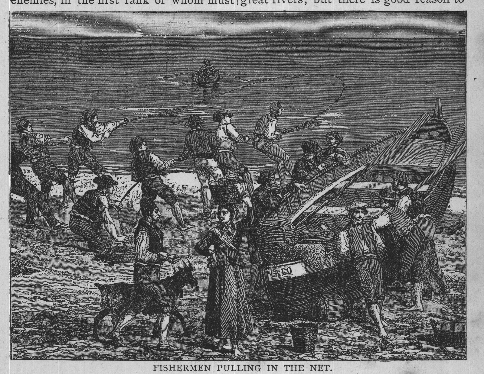 FISHERMEN PULLING IN THE NET.