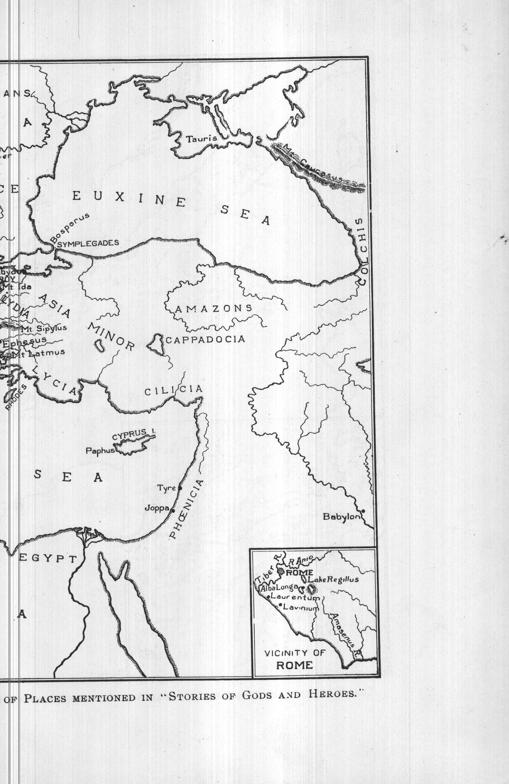 Places mentioned in the stories of gods and heroes