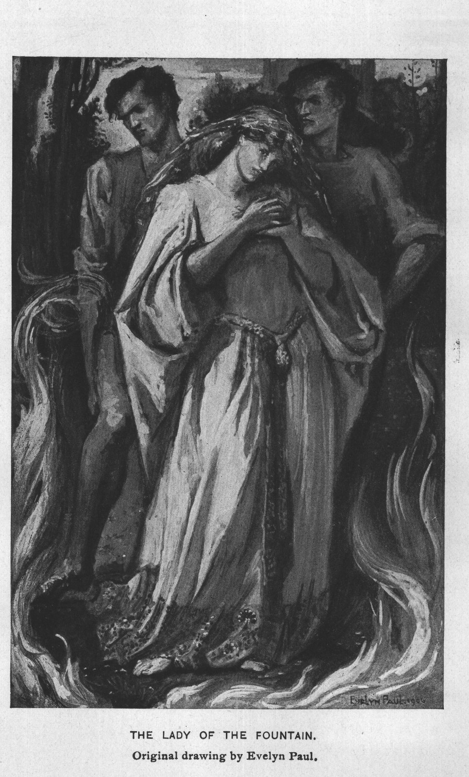 The Lady of the Fountain — original drawing by Evelyn Paul