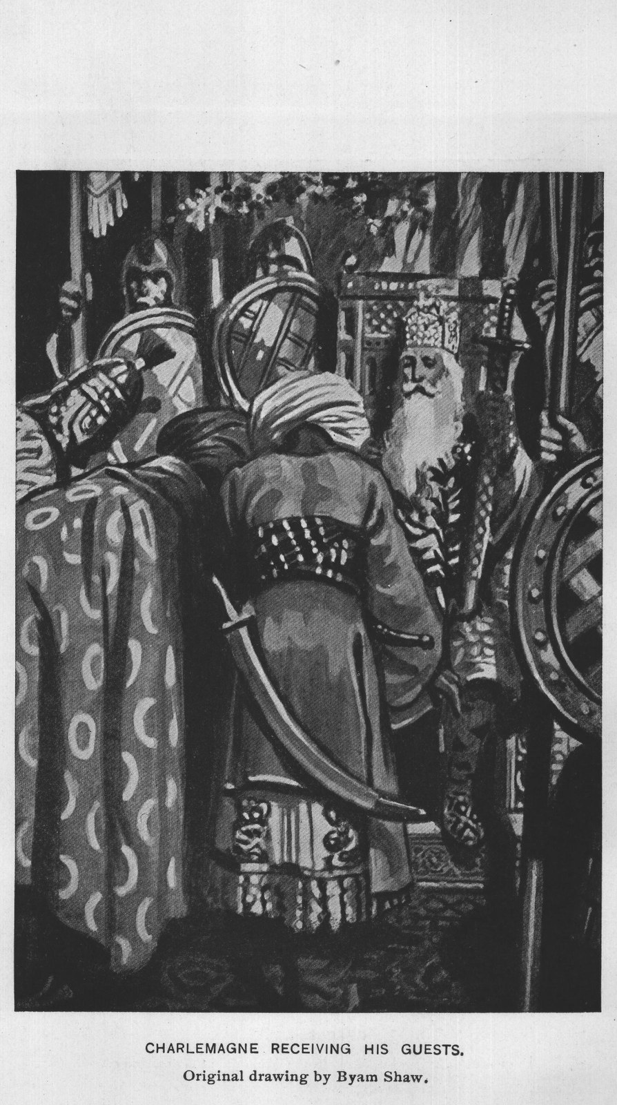 Charlemagne receiving his guests — original drawing by Byam Shaw